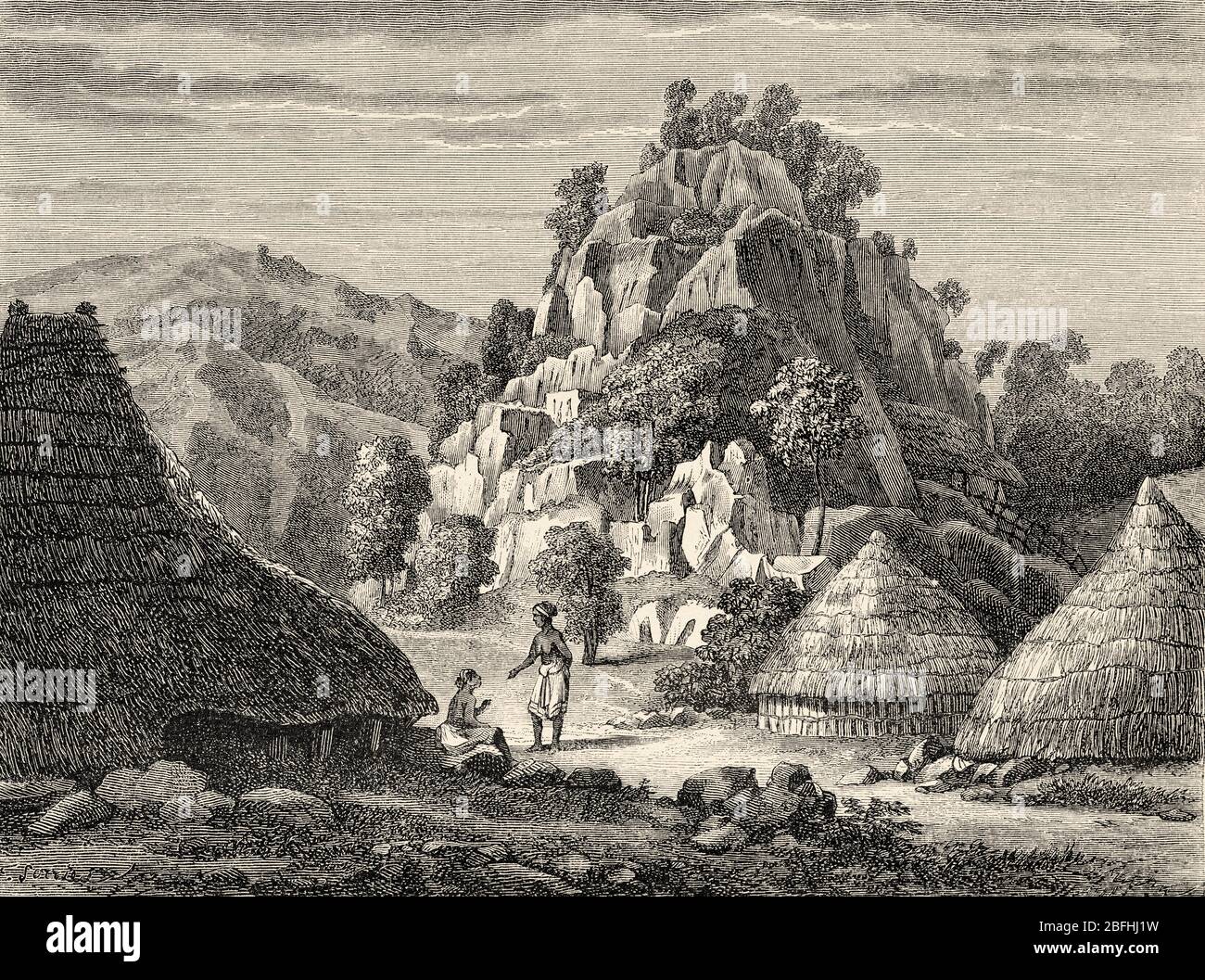 Landscape of Timor island, Indonesia, Asia. Old engraving illustration, The Malay Archipelago by Alfred Russell Wallace Stock Photo
