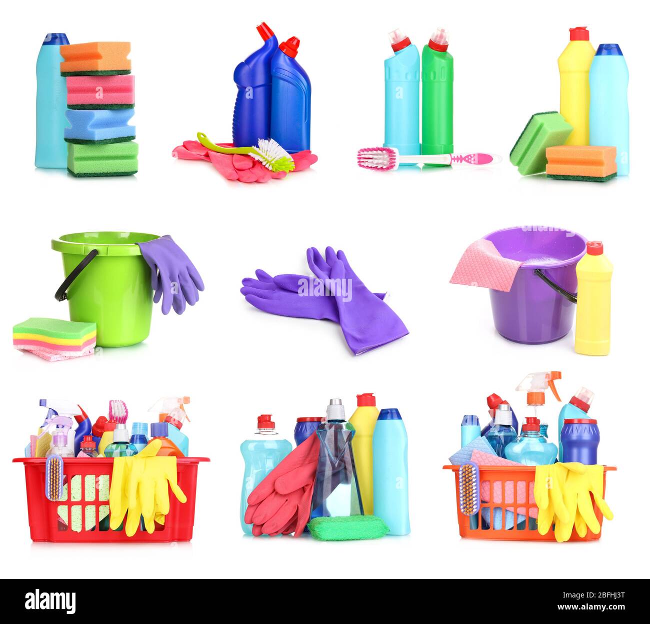Cleaning items isolated on white Stock Photo - Alamy