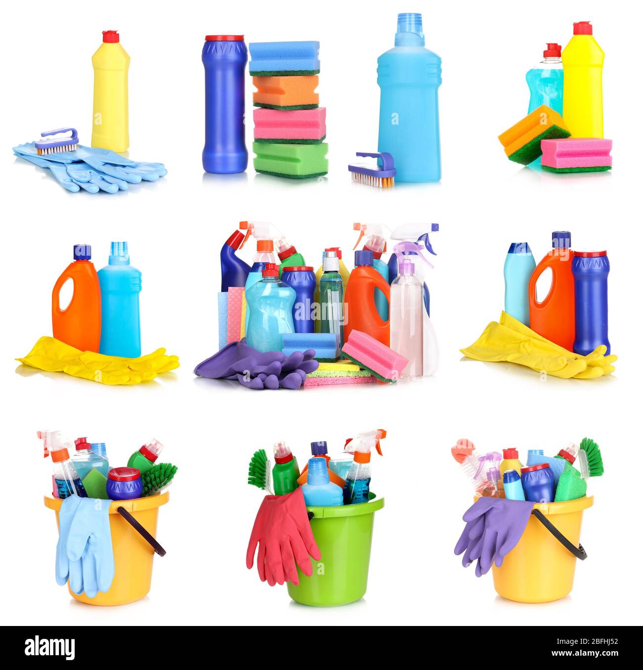 Cleaning items isolated on white Stock Photo - Alamy