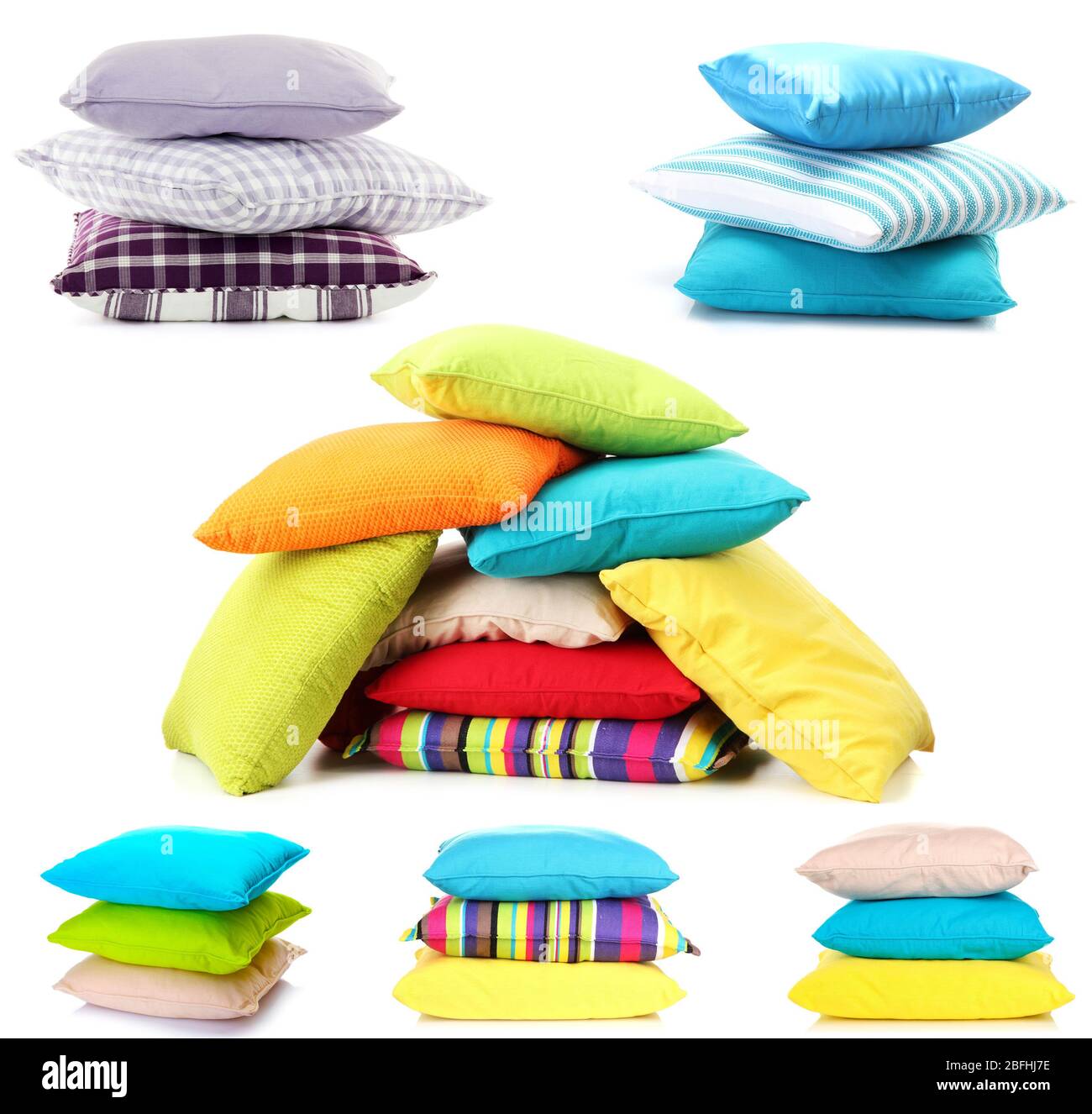 Collage of color pillows Stock Photo