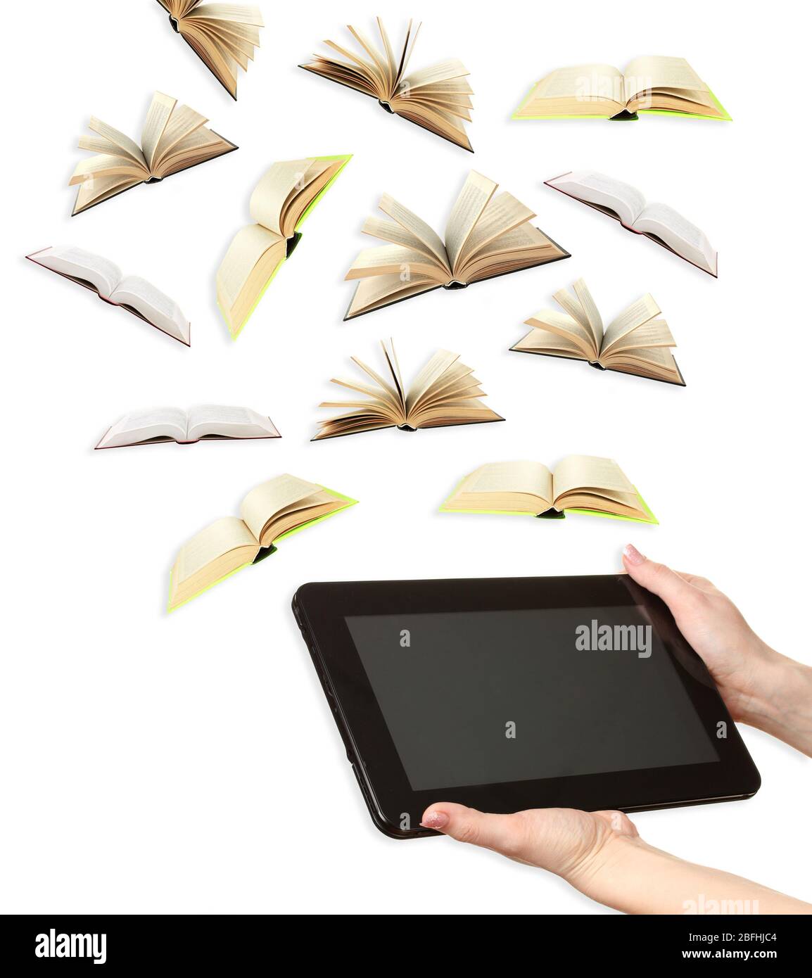 Woman hands holding tablet isolated on white Stock Photo - Alamy