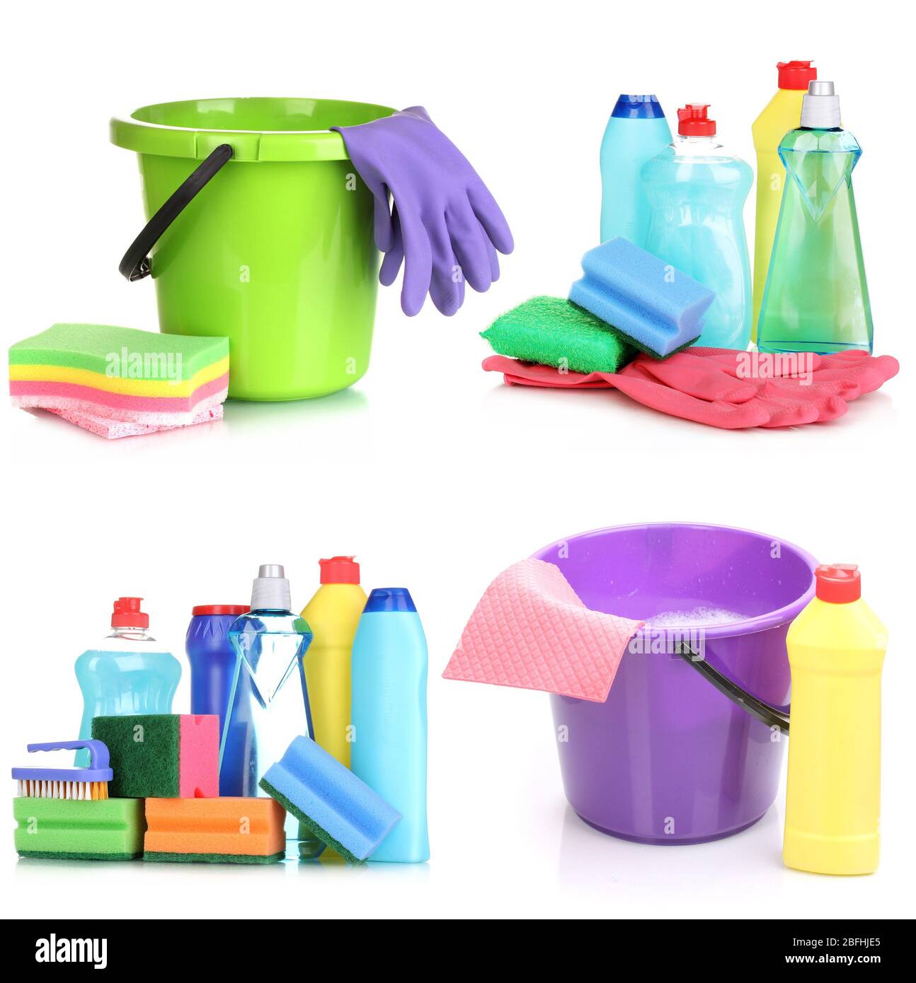 Cleaning items isolated on white Stock Photo - Alamy