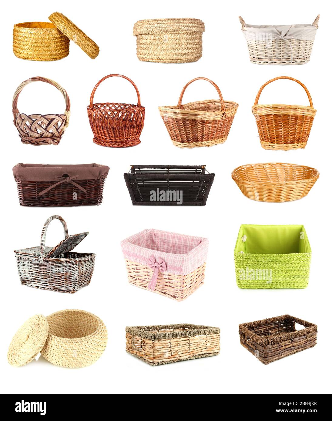 Collage of different wicker baskets Stock Photo Alamy