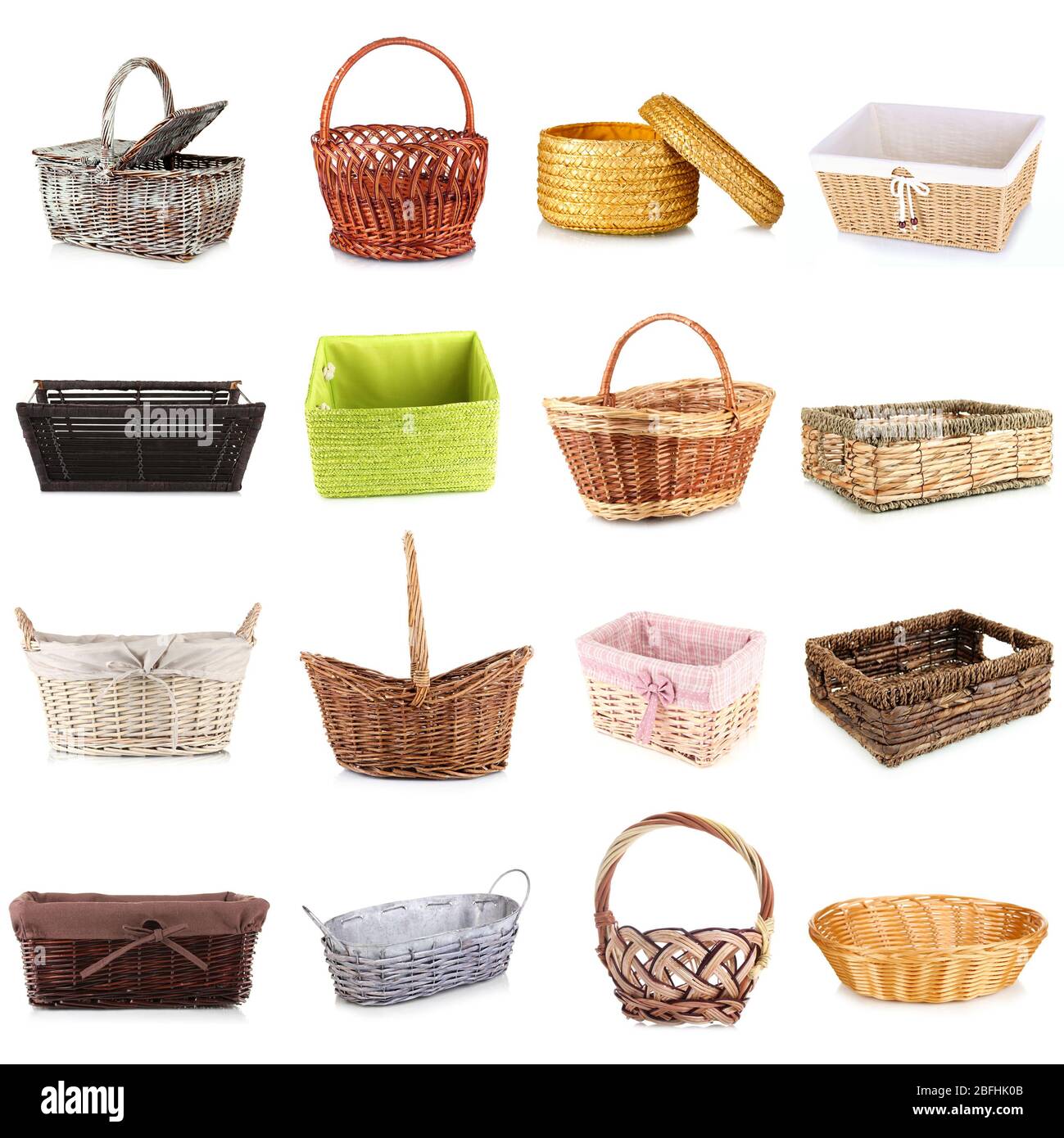 Collage of different wicker baskets Stock Photo Alamy