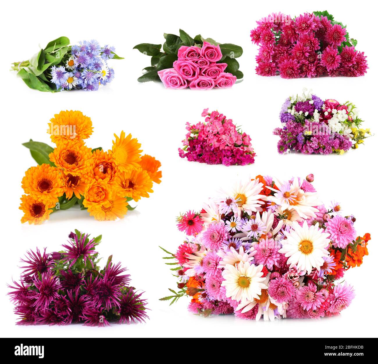 Flower bouquets isolated on white Stock Photo