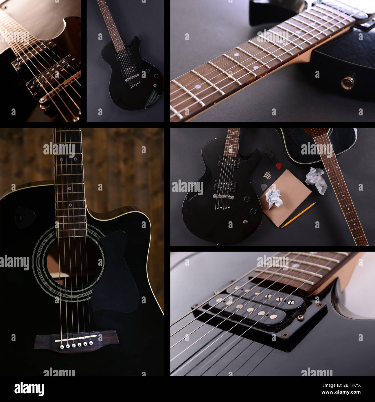 Musical collage. Guitar Stock Photo - Alamy