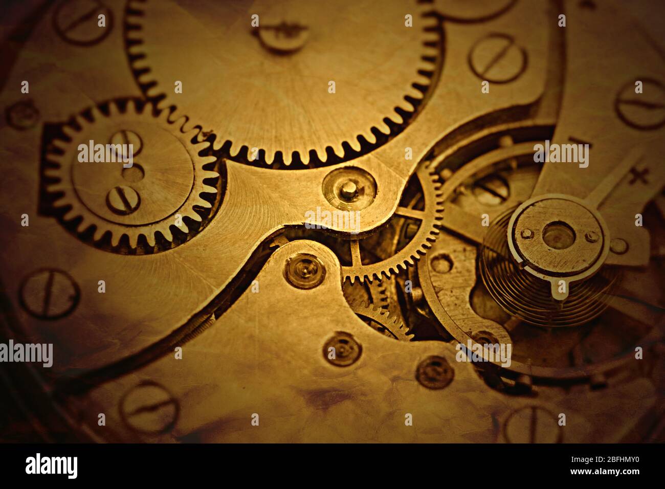 Clockwork details, pinions and wheels closeup Stock Photo Alamy