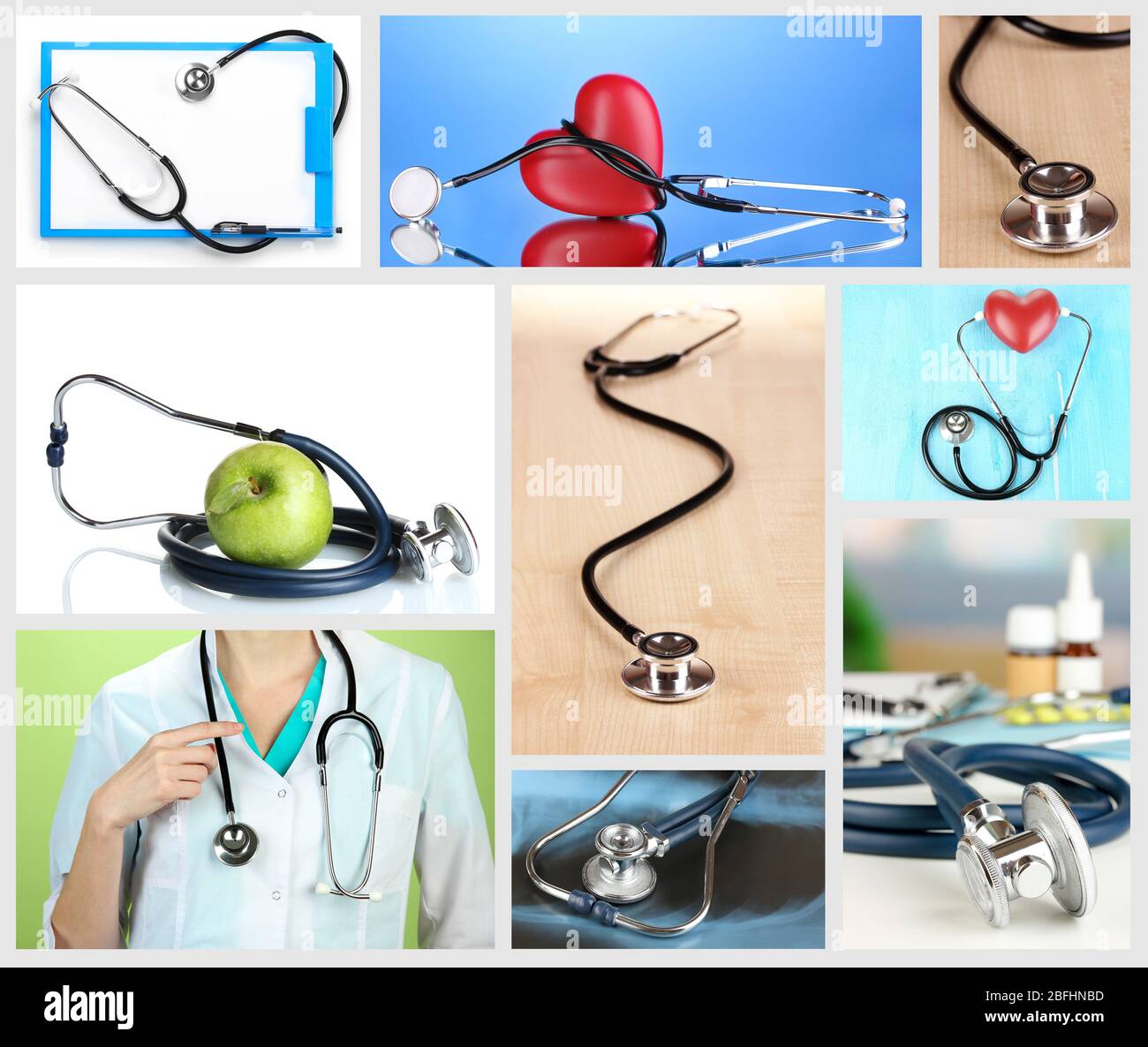 Collage of medical stethoscope Stock Photo - Alamy