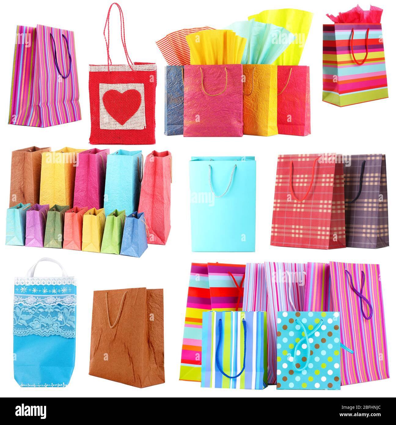 Colorful shopping bags isolated on white Stock Photo - Alamy