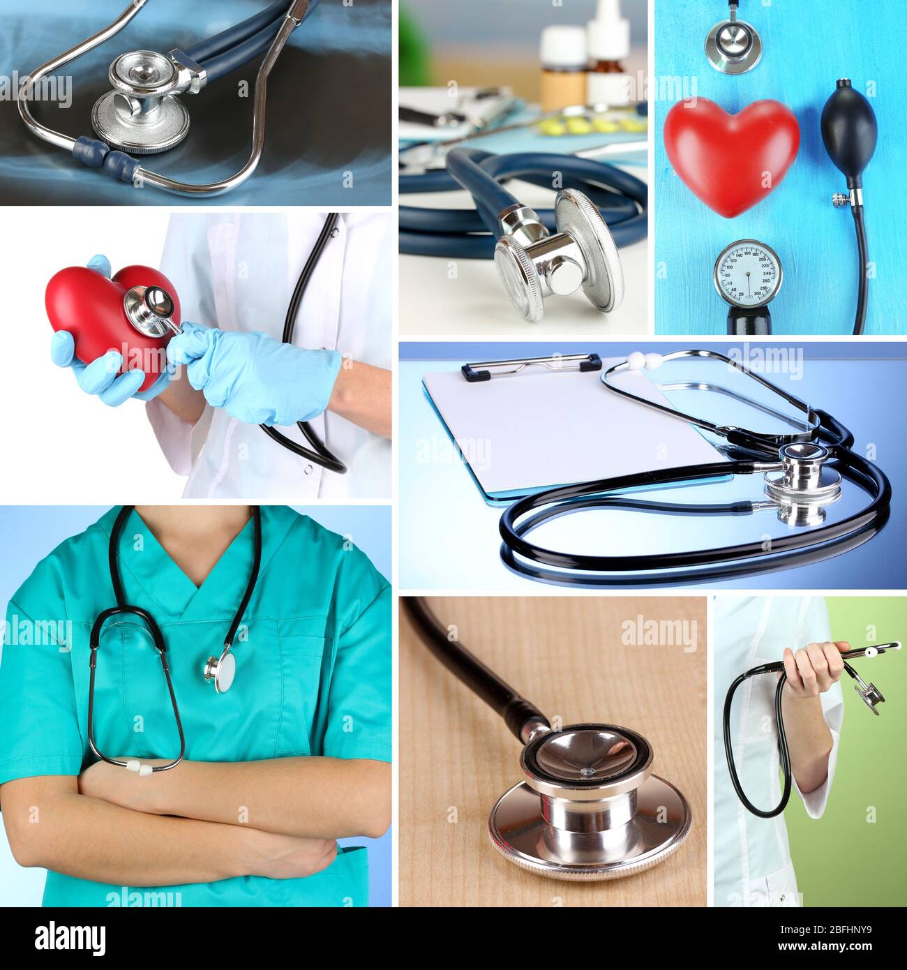 Collage of medical stethoscope Stock Photo - Alamy