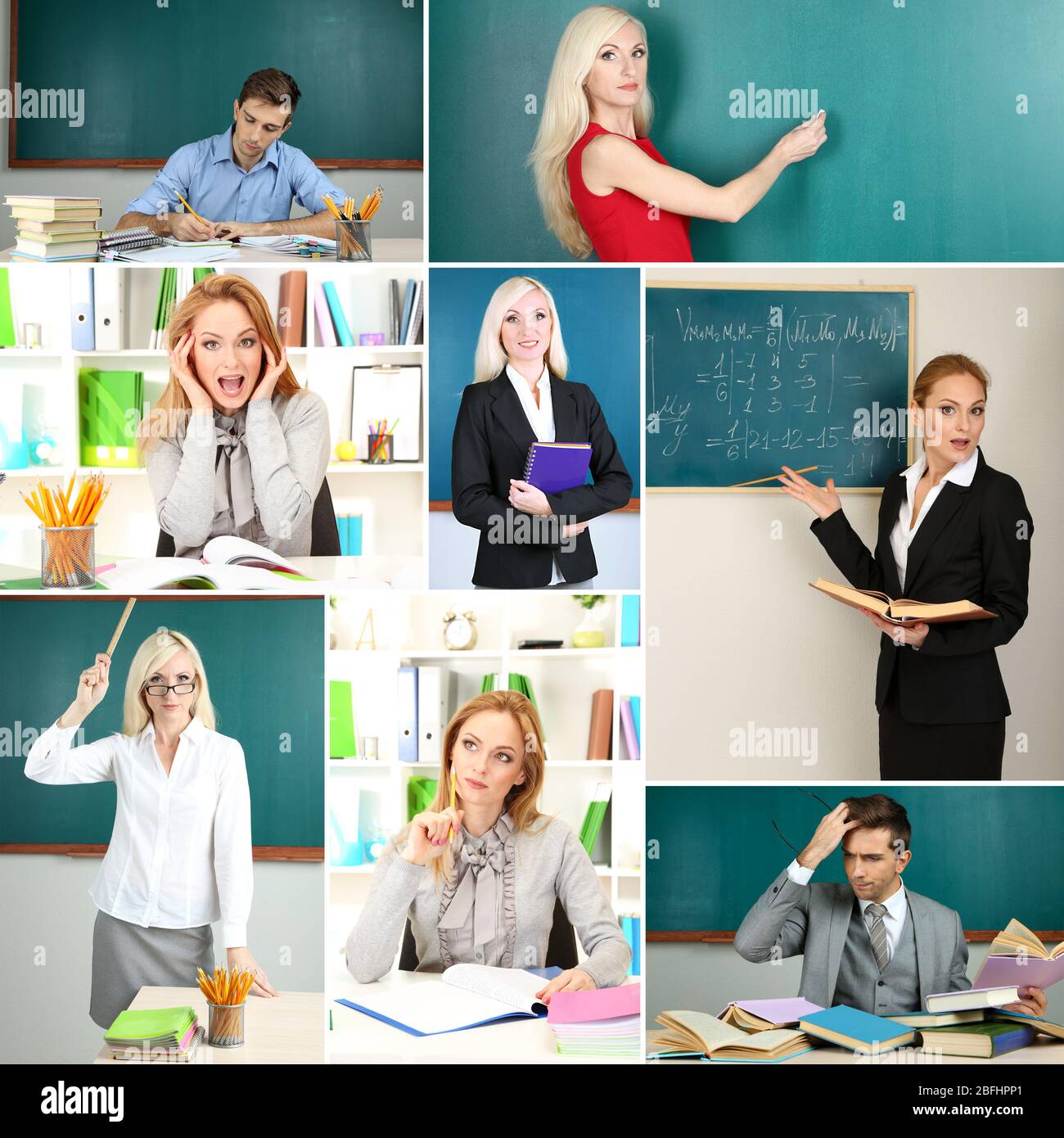 Collage of clever teachers closeup Stock Photo Alamy