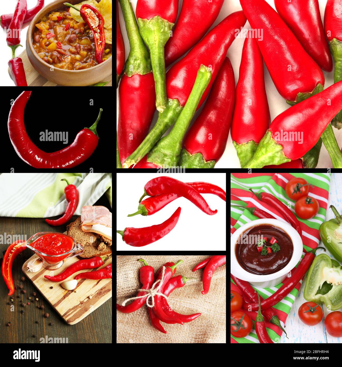 Red hot chili pepper collage Stock Photo