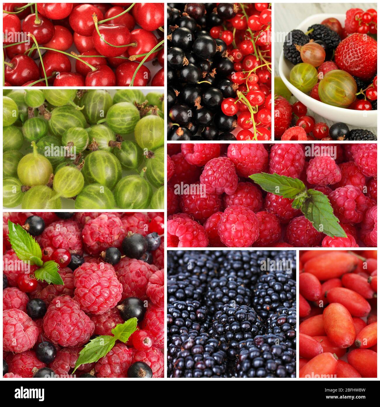 Collage of berries close-up Stock Photo - Alamy