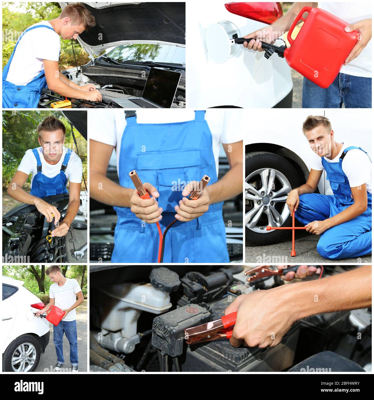 Collage of car mechanic Stock Photo