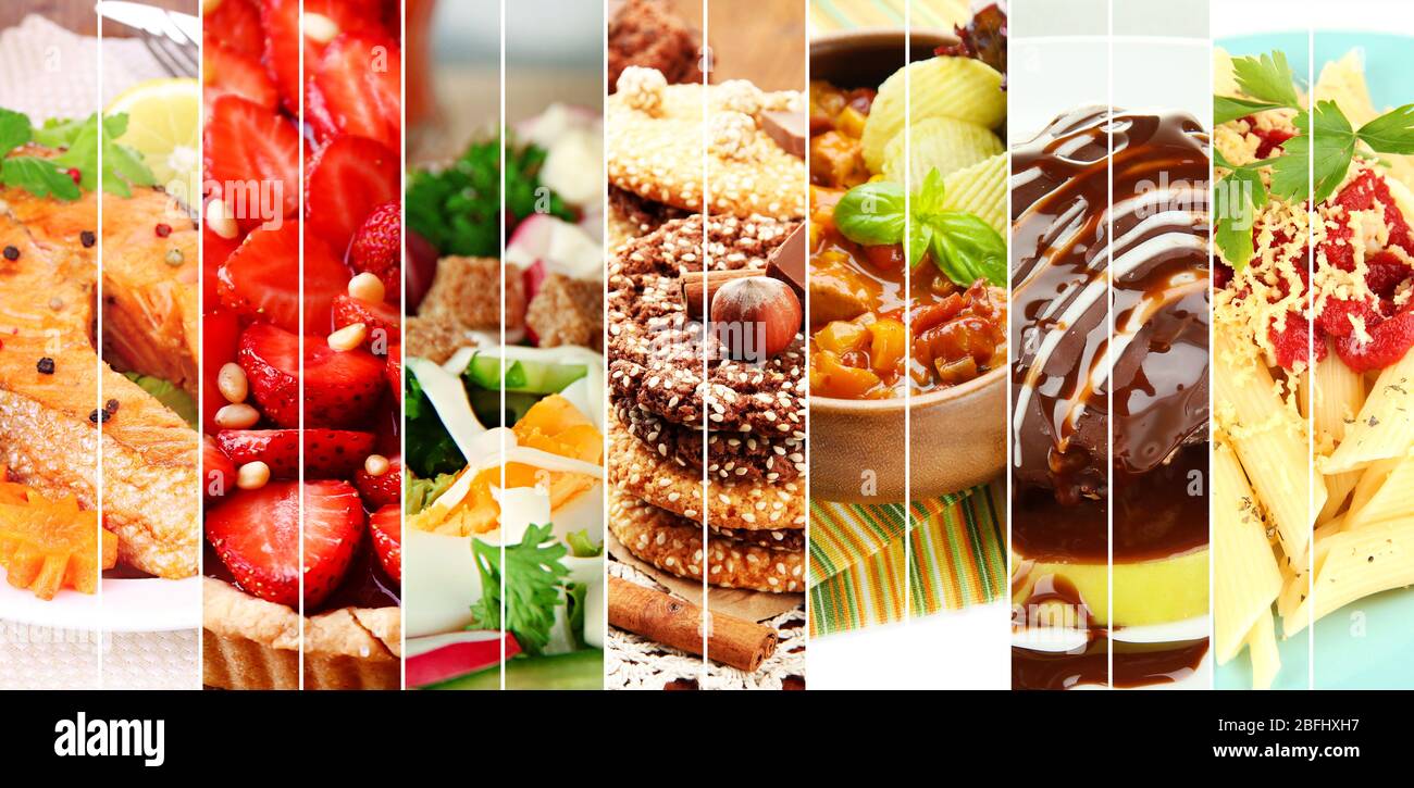 Collage of delicious food close-up Stock Photo - Alamy, image size:1300x725