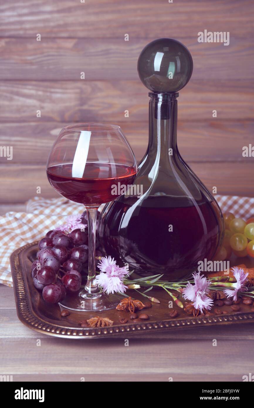 Beautiful still life with bottles of wine Stock Photo - Alamy