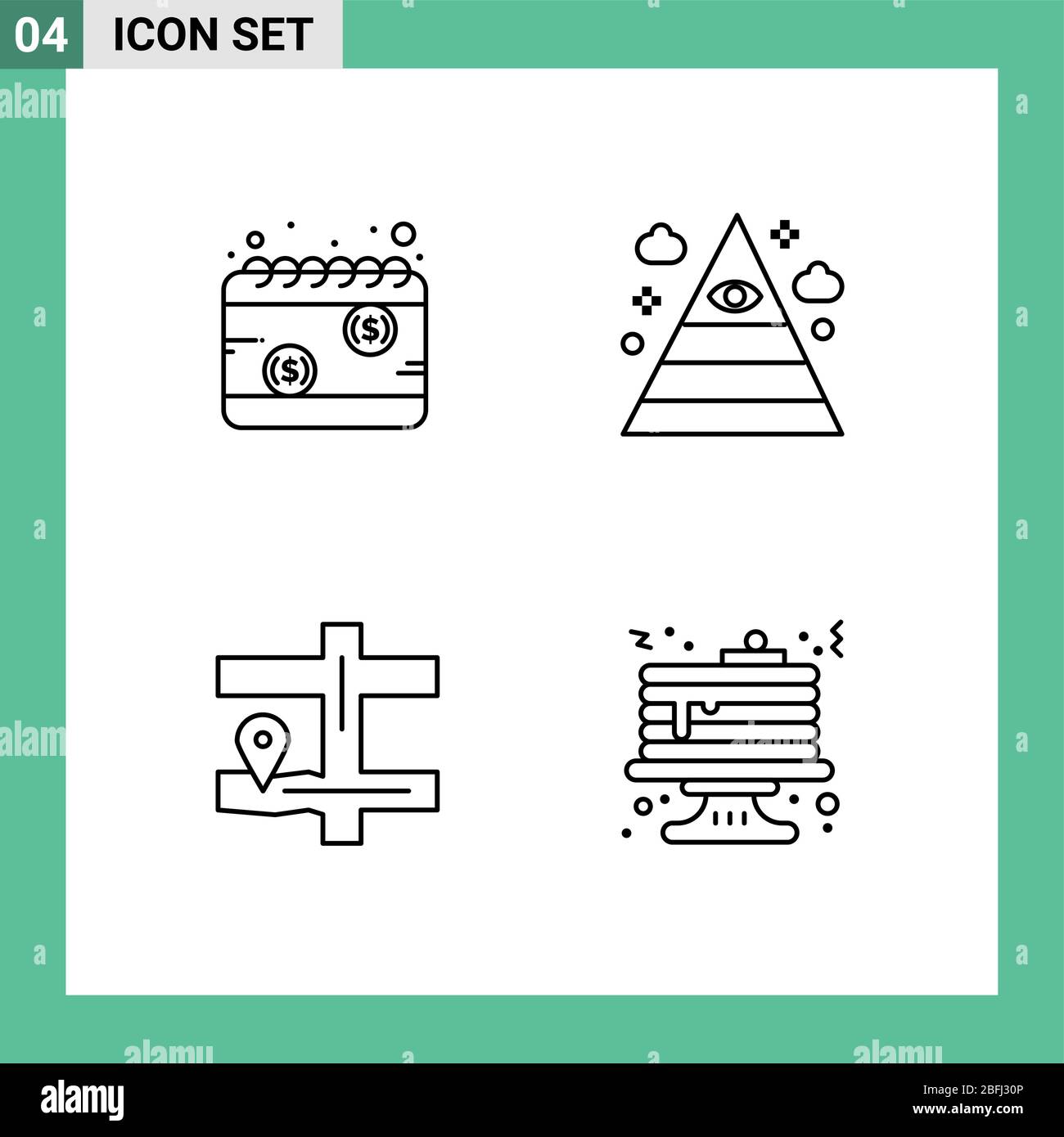 Group of 4 Filledline Flat Colors Signs and Symbols for commerce