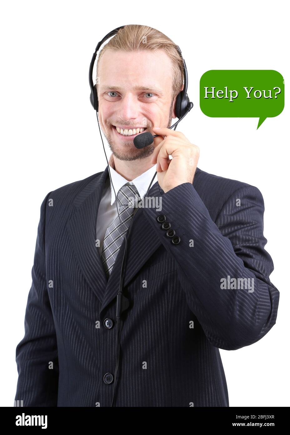 Call center operators and space for your text isolated on white Stock ...