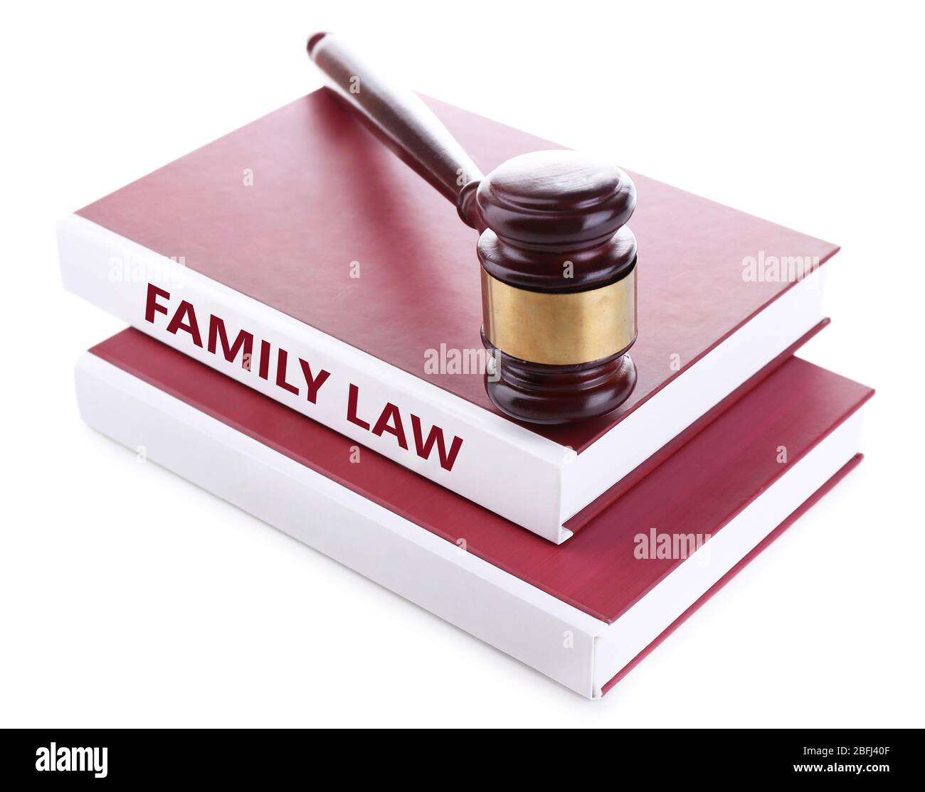 Judge's gavel on Family LAW book isolated on white Stock Photo