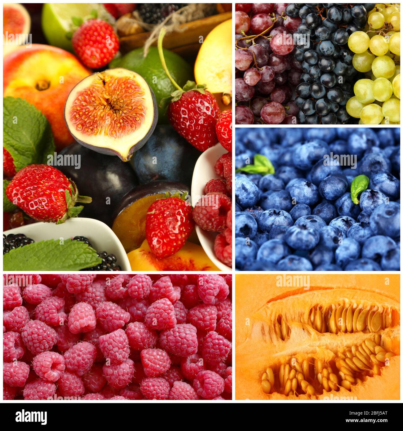 Fruits and berries in colorful collage Stock Photo - Alamy