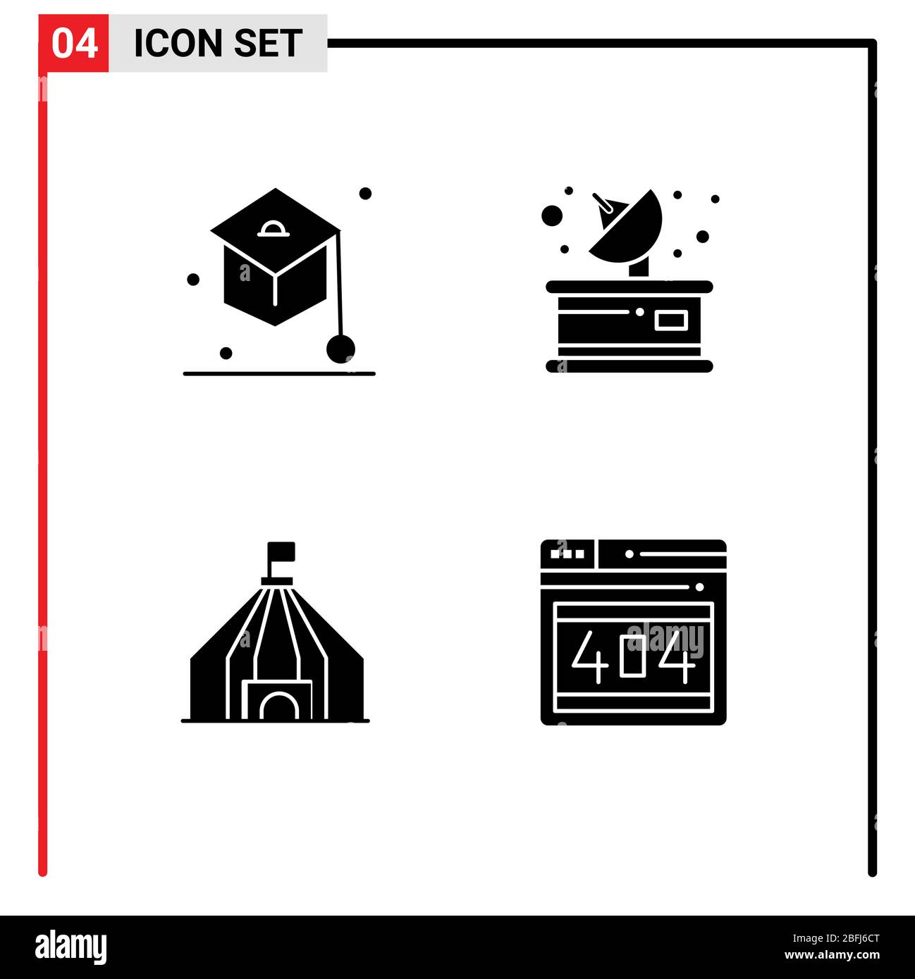 4 Creative Icons Modern Signs and Symbols of education, tent, student, parabolic, seo Editable Vector Design Elements Stock Vector