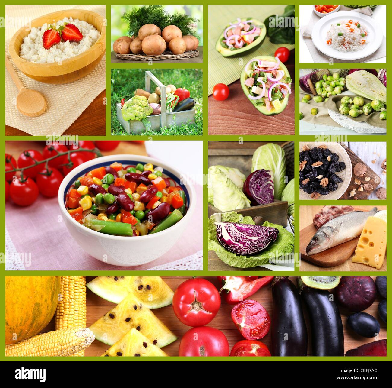 Healthy dishes and products in collage Stock Photo - Alamy