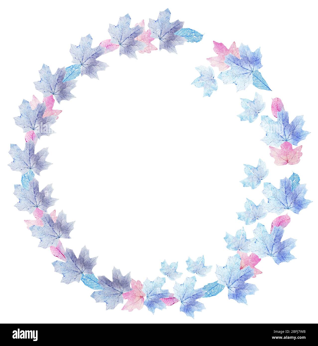 Delicate colored leaves shaped as frame with space for your text Stock ...