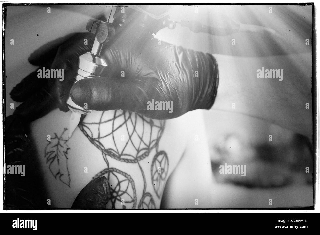 Process Of Making Tattoo Close Up Stock Photo Alamy