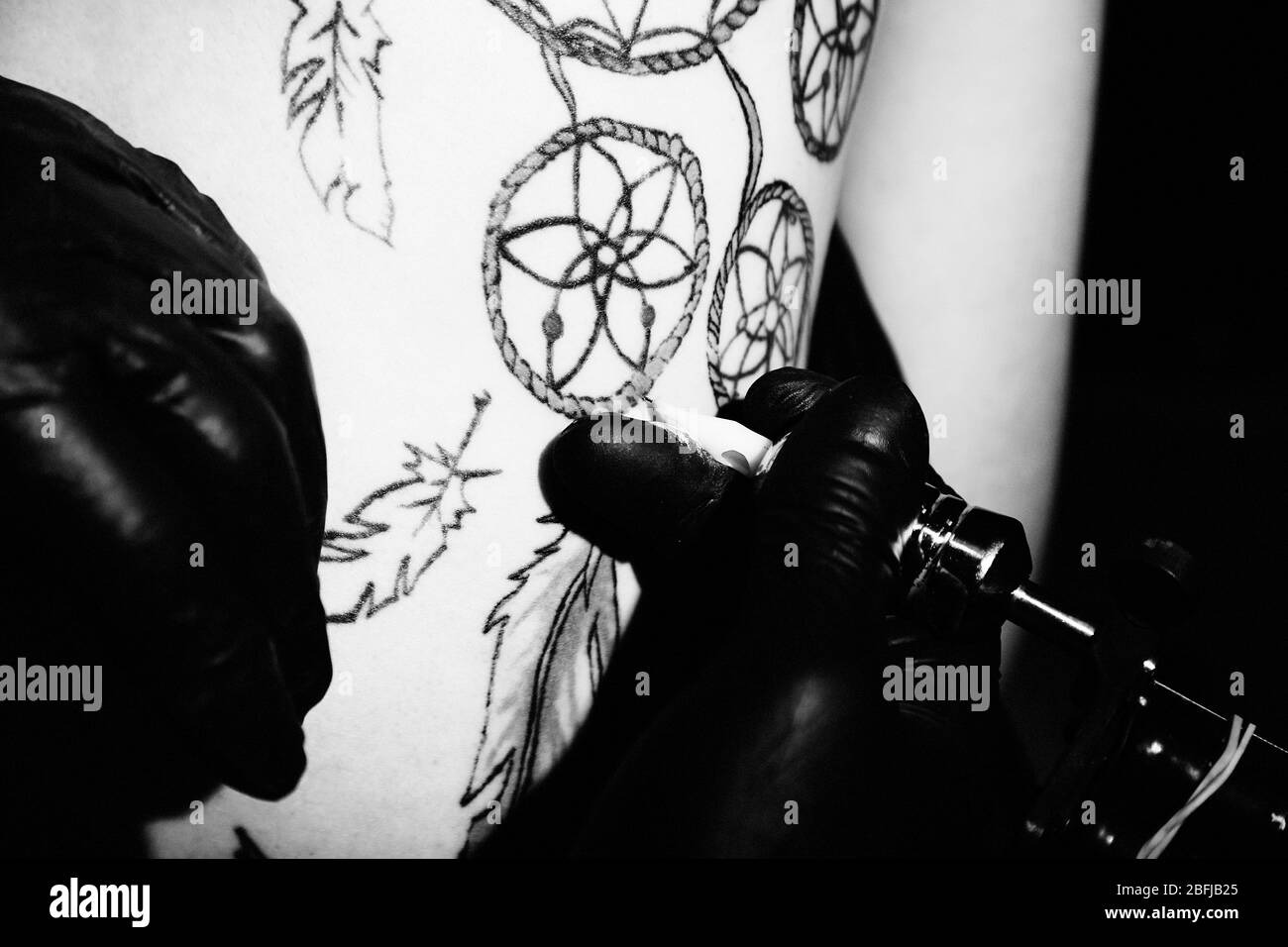 Process Of Making Tattoo Close Up Stock Photo Alamy