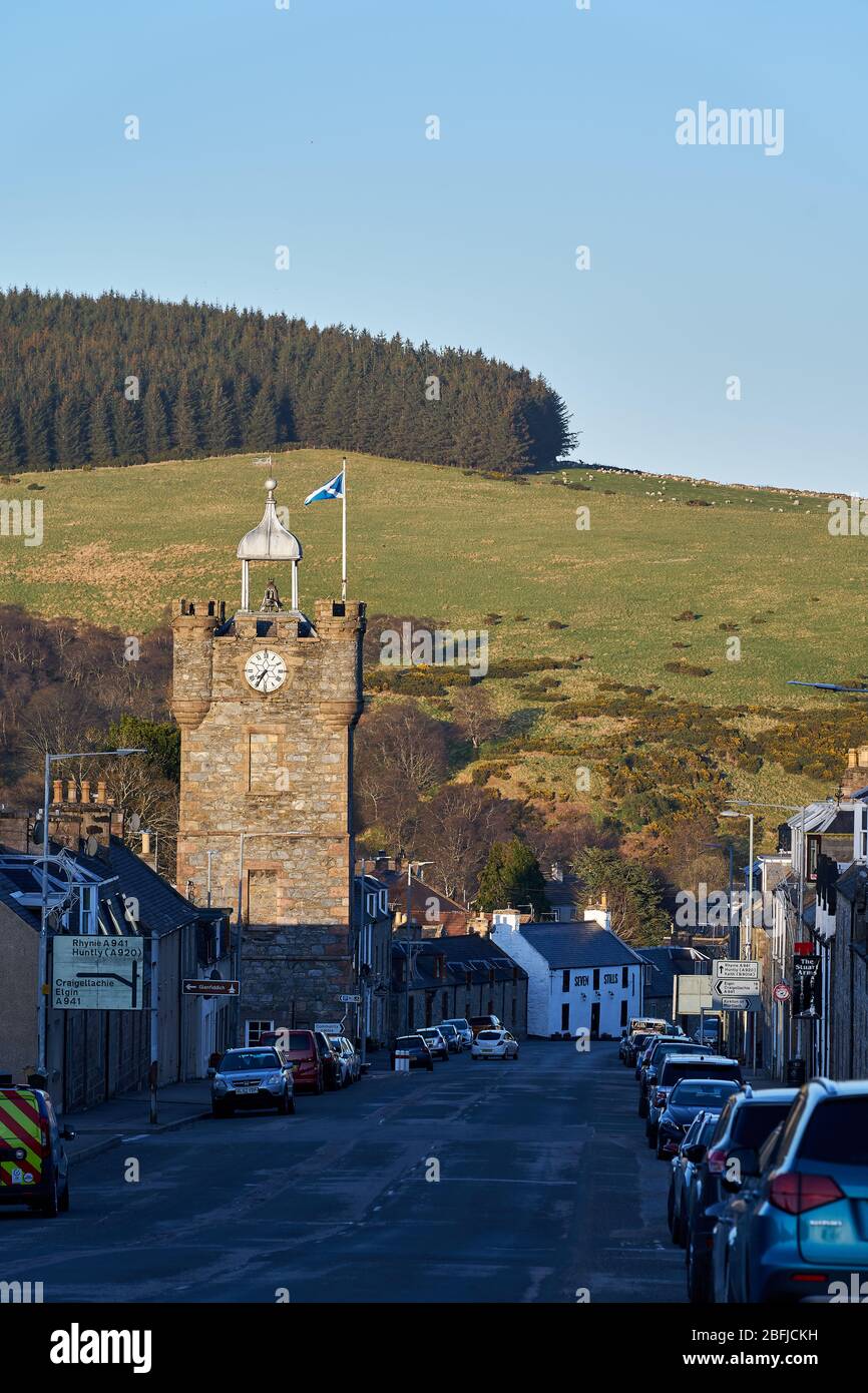 18 April 2020. Dufftown, Moray, Scotland, UK. This is the sundown within Dufftown, the Speyside Malt Whisky Capital City. Credit- Jasperimage/AlamyLiv Stock Photo