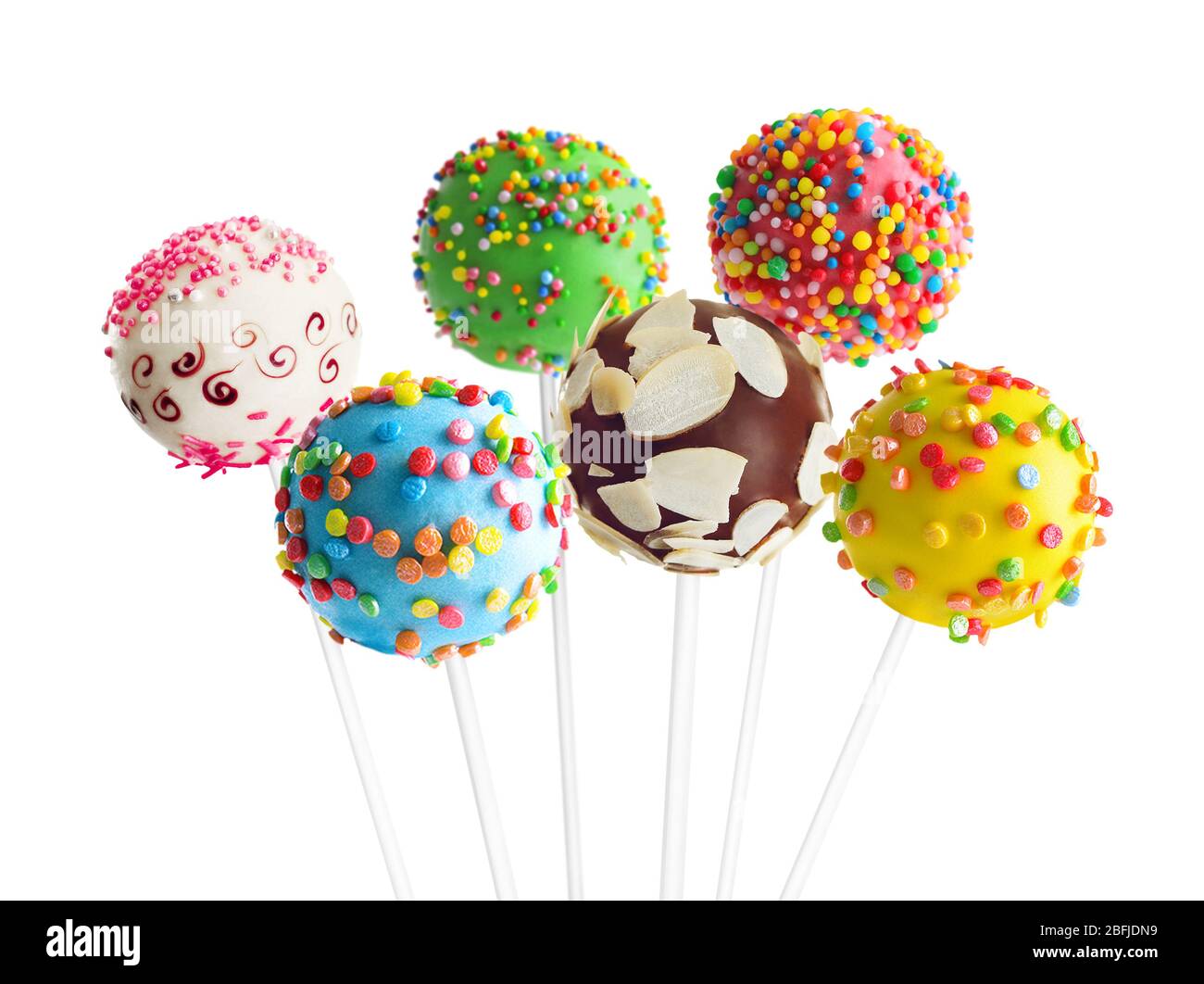 Sweet cake pops isolated on white Stock Photo