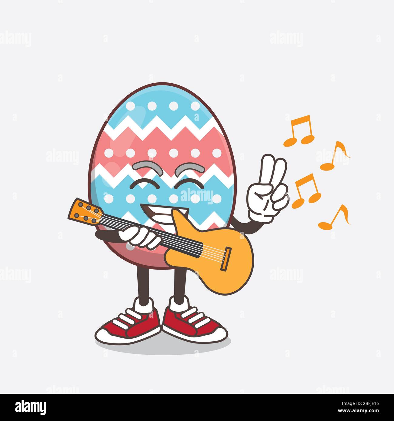 An illustration of Easter Egg cartoon mascot character playing music ...