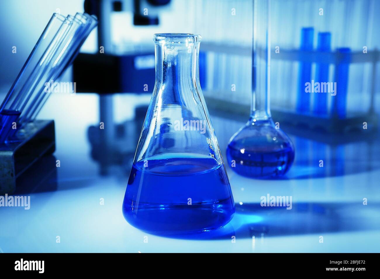 Test tubes and flasks in laboratory Stock Photo - Alamy