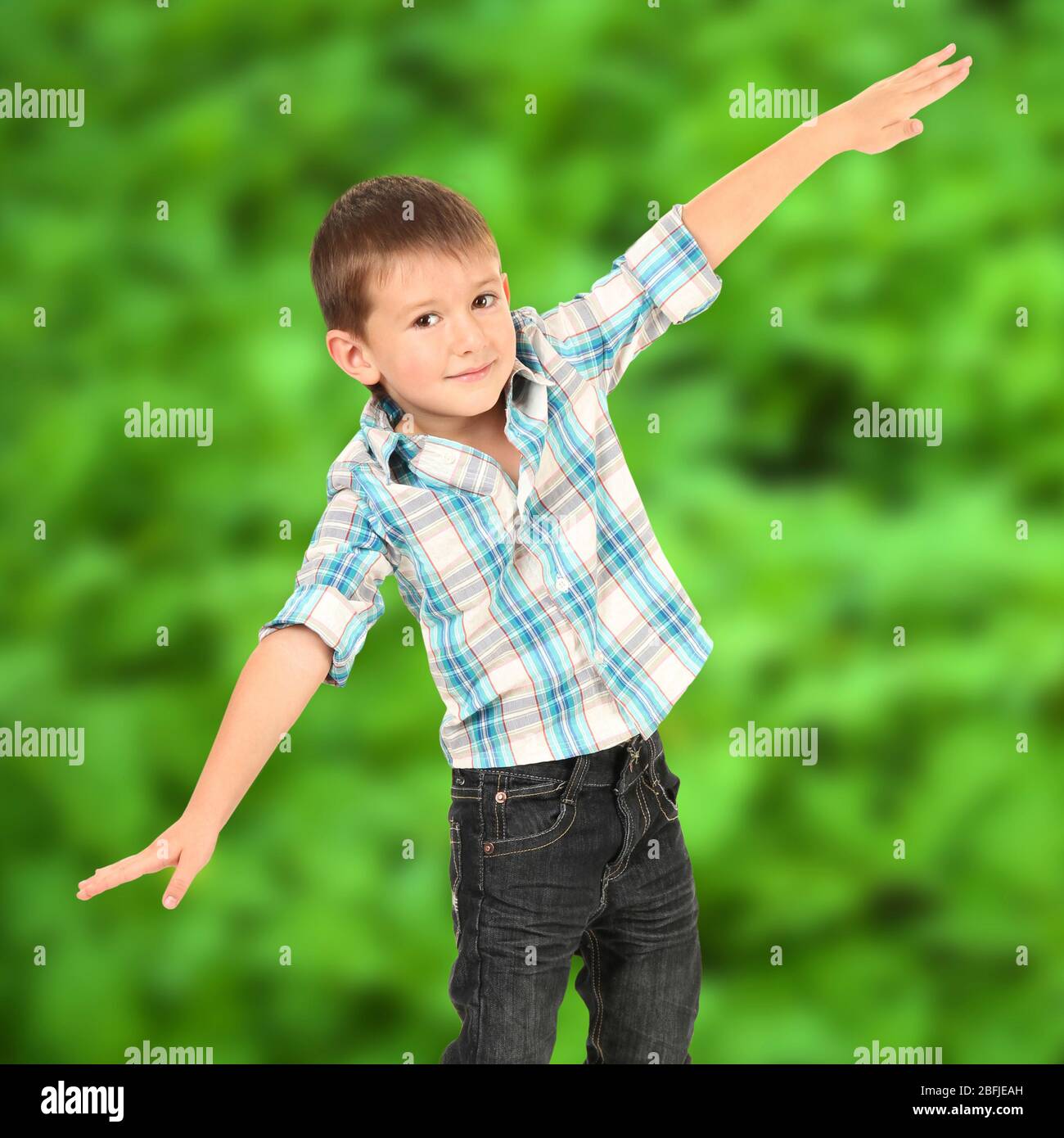 Little boy on nature background Stock Photo Alamy