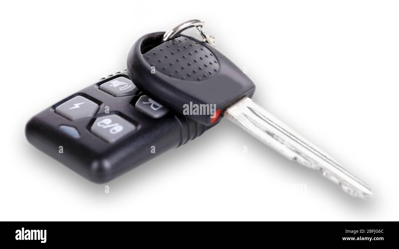 Car key with remote control isolated on white Stock Photo - Alamy