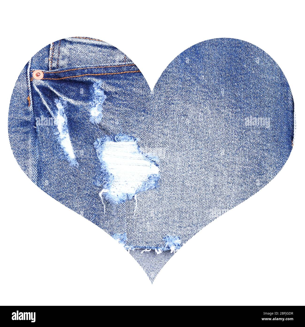 Heart from blue jeans, isolated on white Stock Photo - Alamy