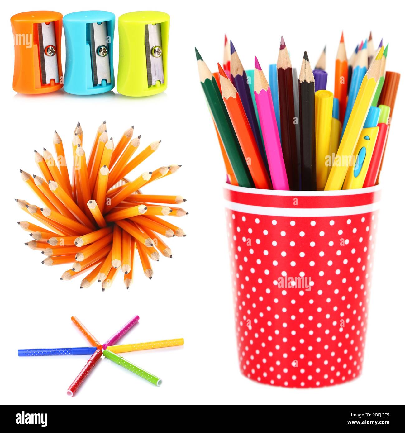Bright school stationery, isolated on white Stock Photo - Alamy