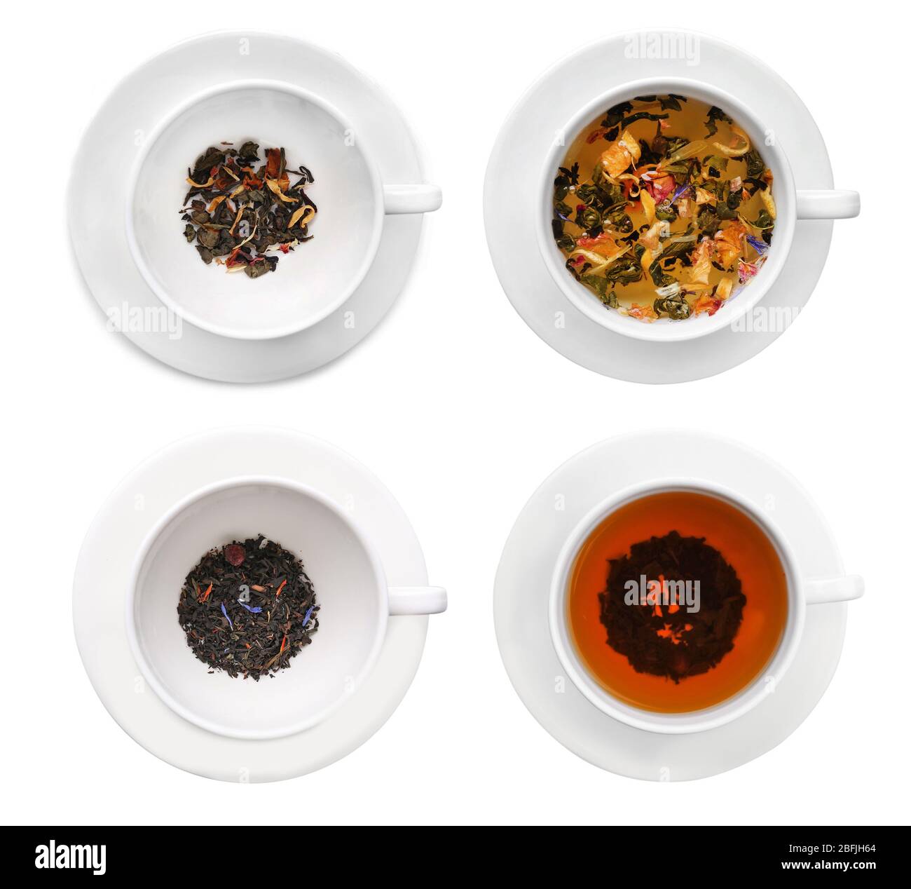 Cups of herbal tea isolated on white Stock Photo Alamy