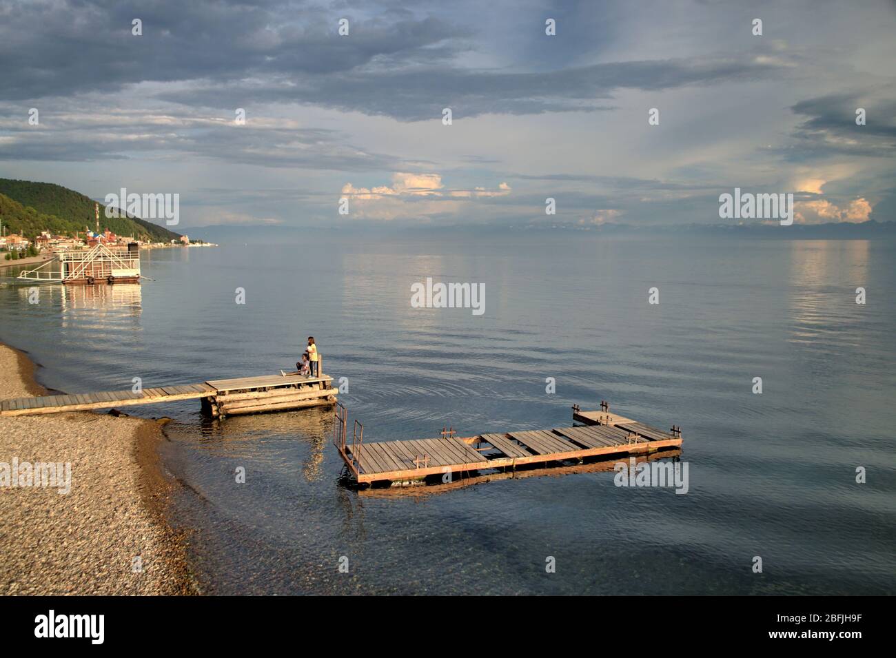Coast of the Baikal Lake in the Irkutsk District in eastern Siberia - Russia. Stock Photo
