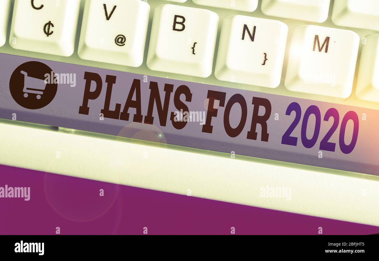 Writing note showing Plans For 2020. Business concept for an intention ...