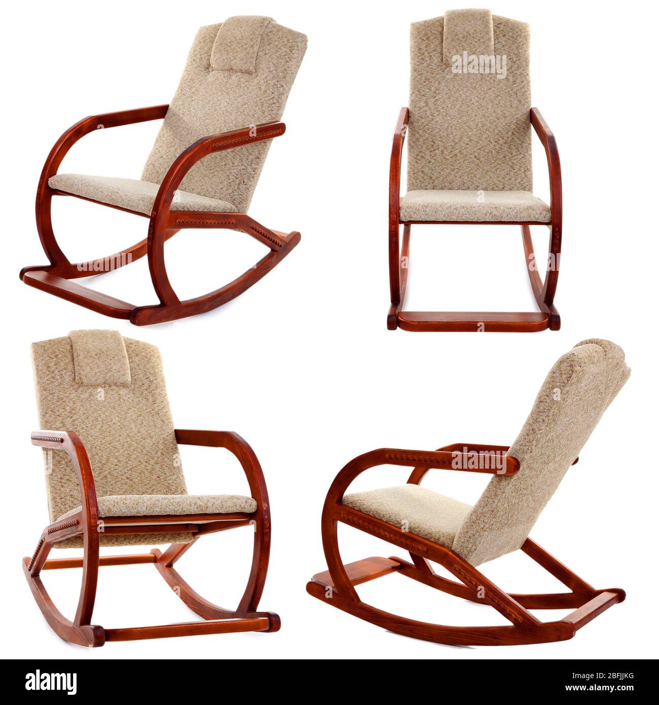 Collage of rocking-chair isolated on white Stock Photo