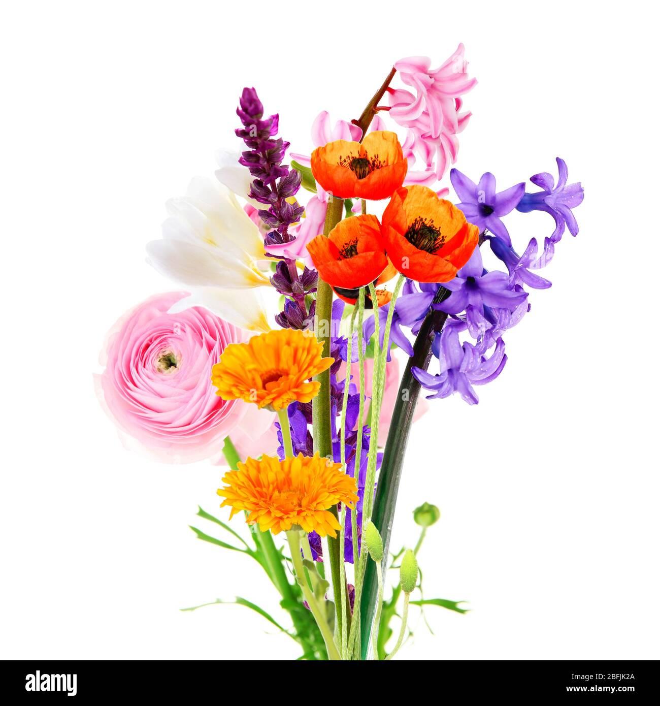 Bouquet of beautiful flowers isolated on white Stock Photo - Alamy