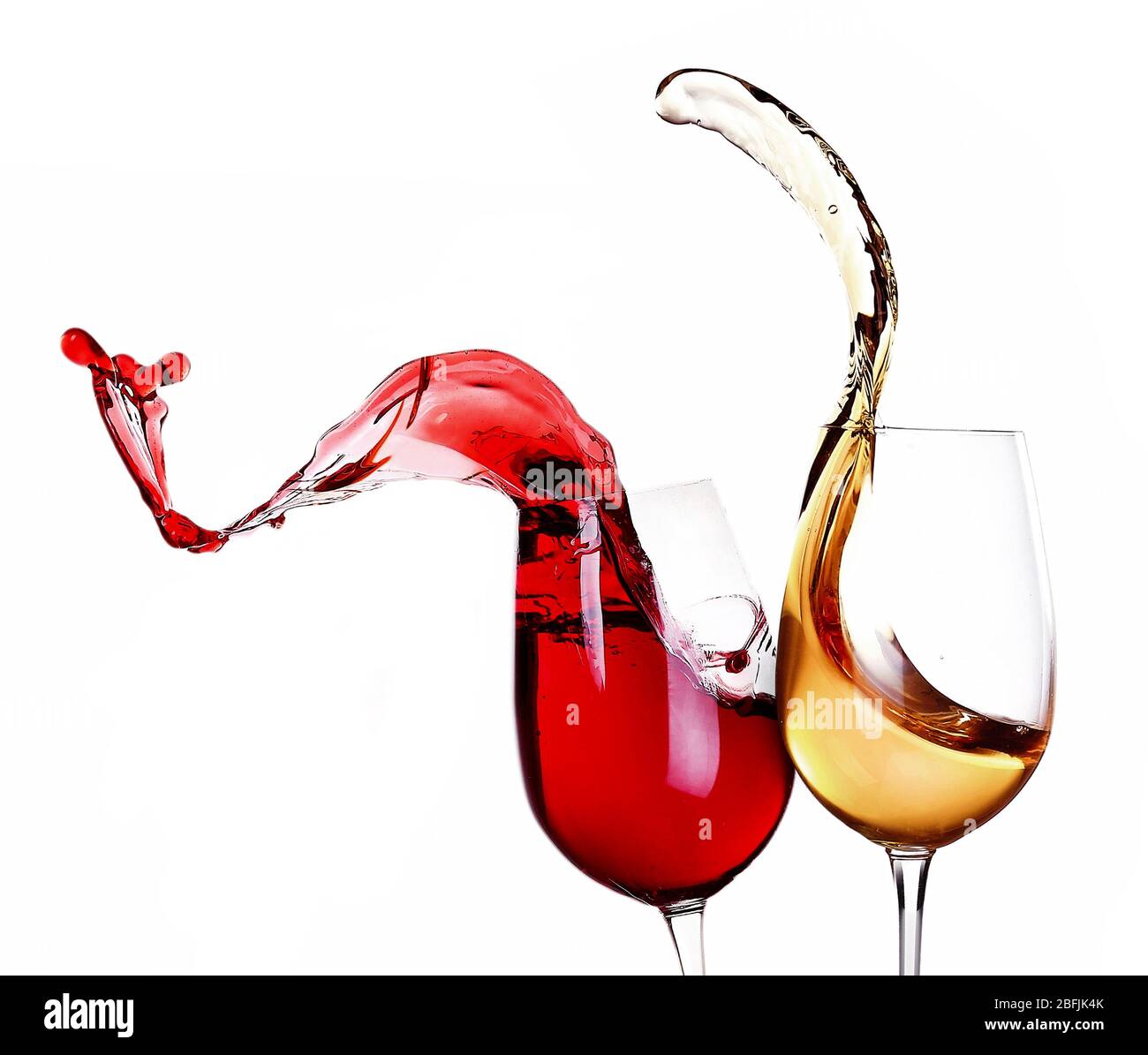 Wine splashes isolated on white Stock Photo