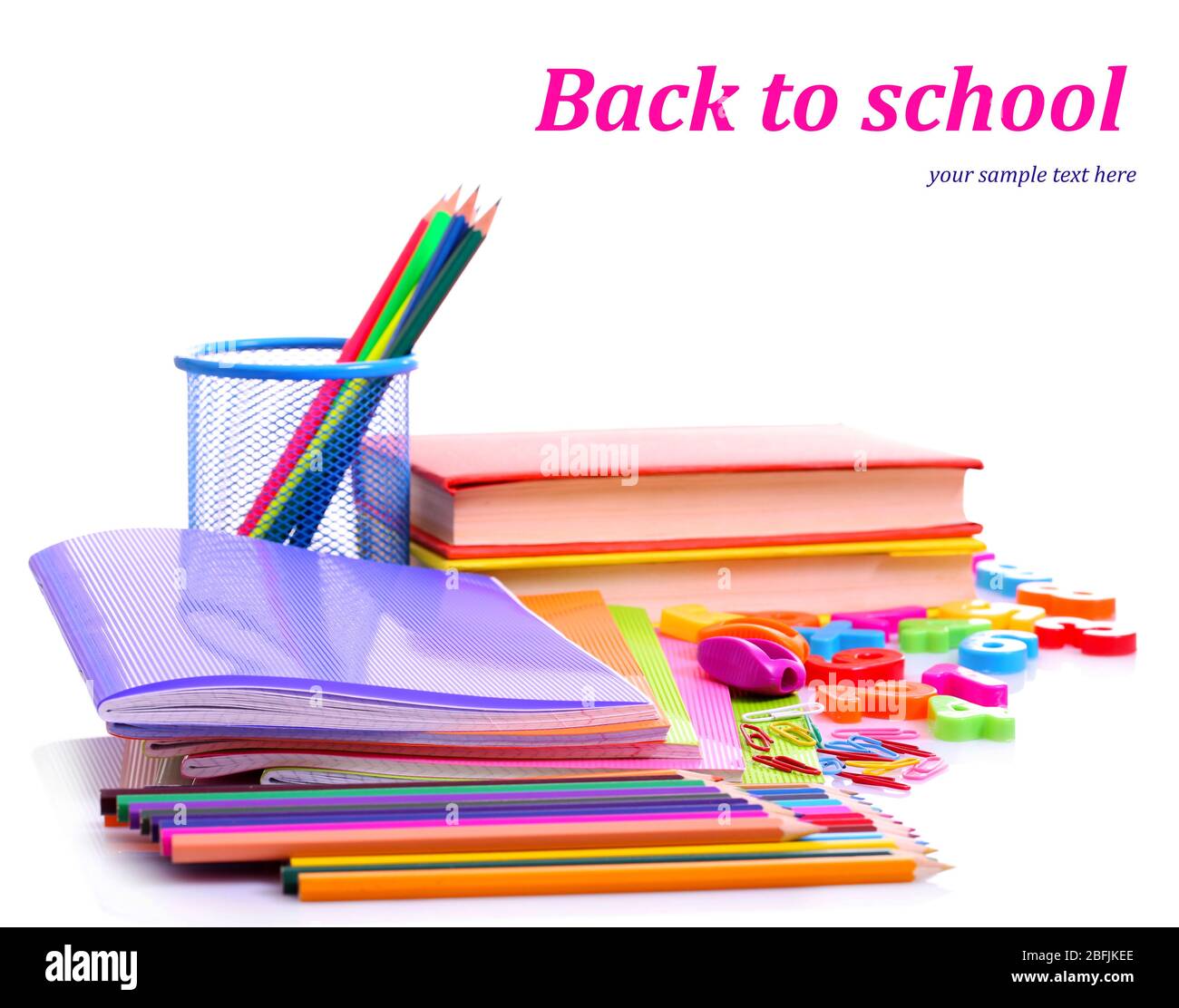 School supplies isolated on white Stock Photo - Alamy