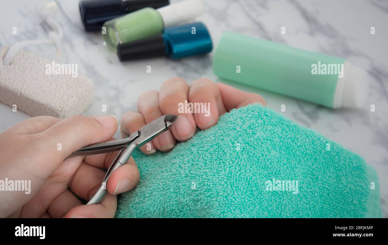 Hand Skin Care Home Manicure Spa Salon Beauty Service Fashion For Women Nail Polish Stock Photo Alamy