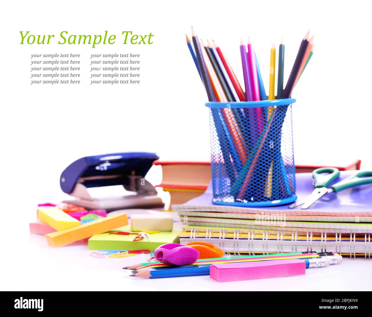 School supplies isolated on white Stock Photo - Alamy