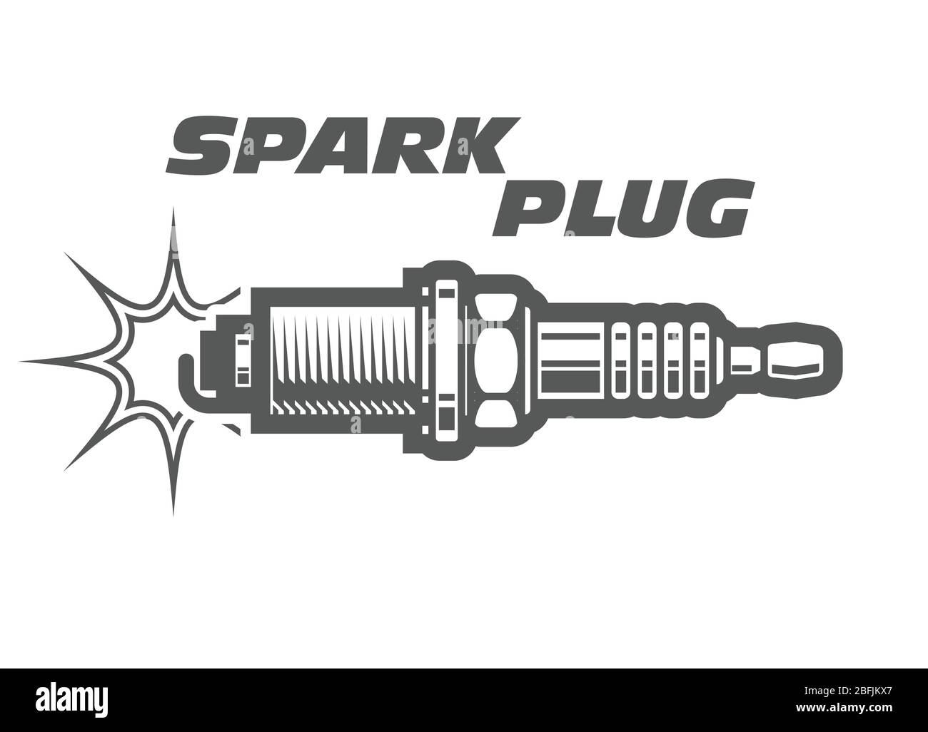 Spark plug monochrome icon, motor vehicle ignition spark plug, engine emblem Stock Vector