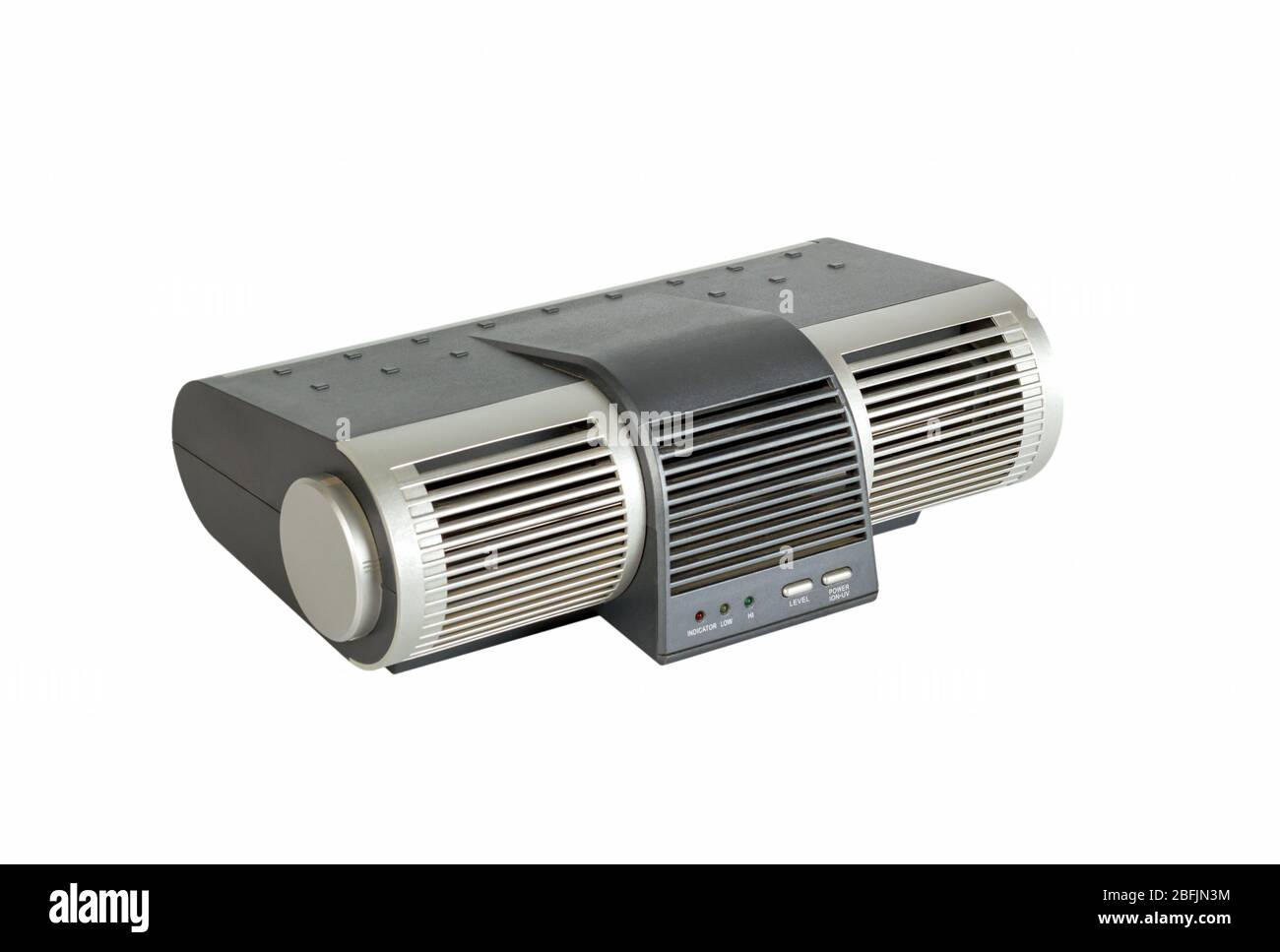 Electronic air purifier appliance with ionizer and fan. Isolated on