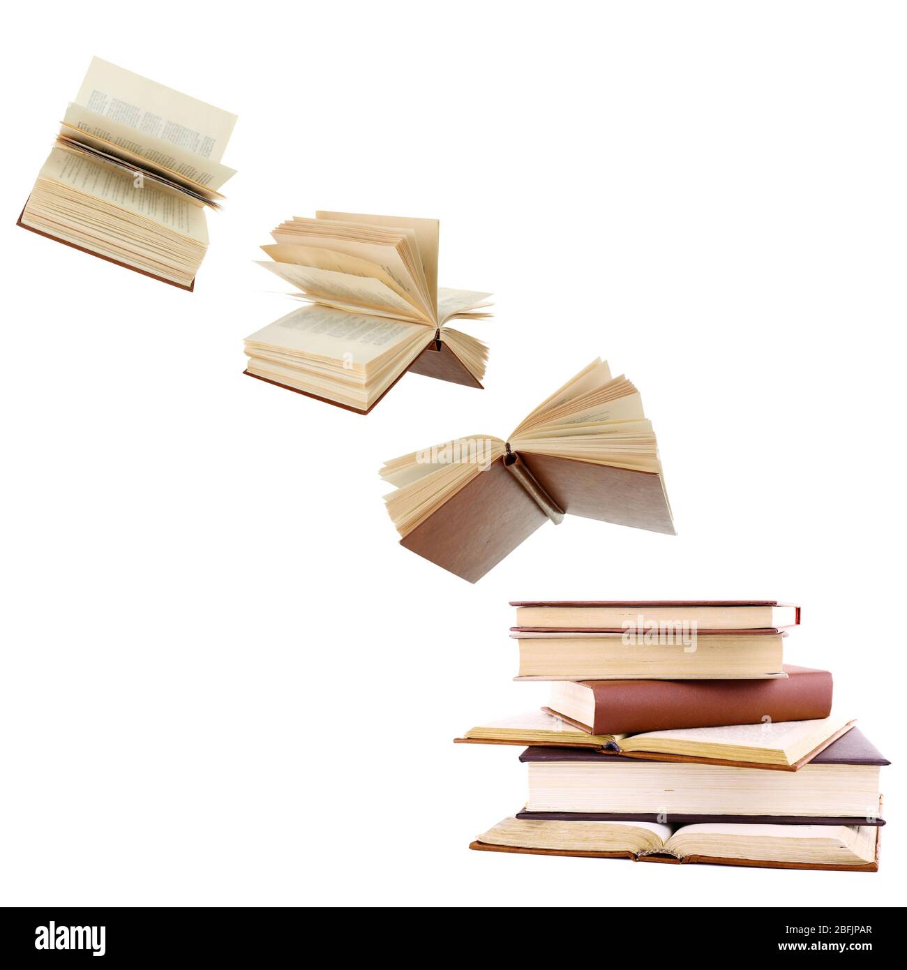 Flying books isolated on white Stock Photo Alamy
