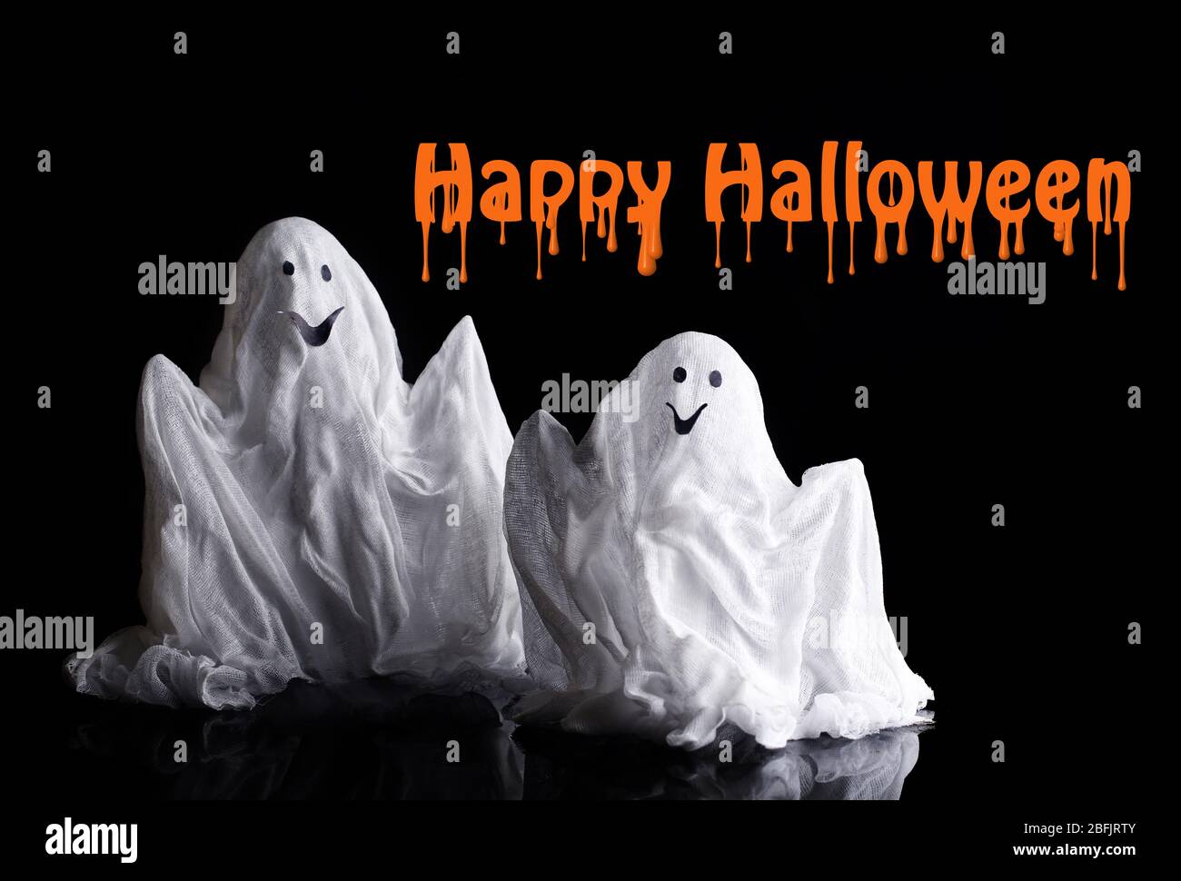 Halloween ghosts, isolated on  black Stock Photo